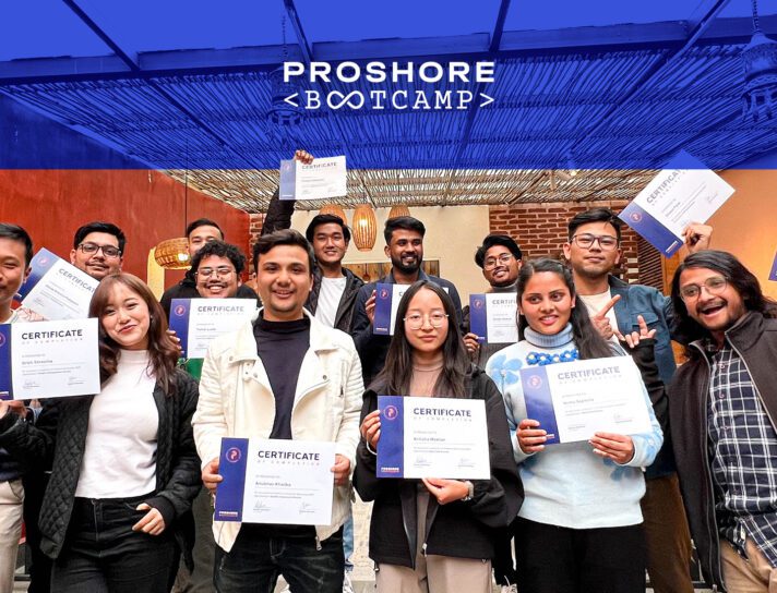 5th edition bootcampers from Proshore Bootcamp showing off their certificates during the graduation event